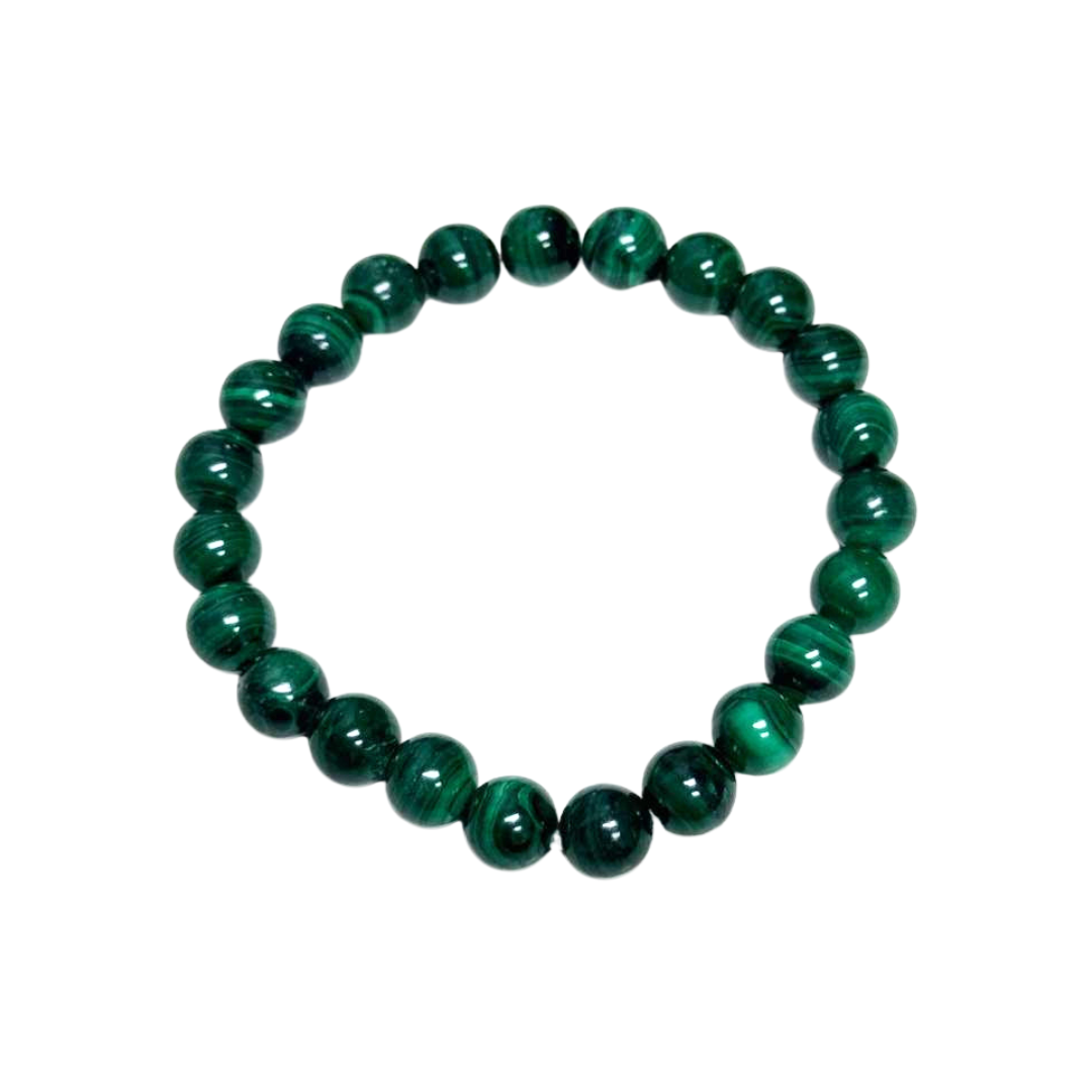 Natural Malachite Bracelet - Metal Free, 8 mm - Gemstone Accessory