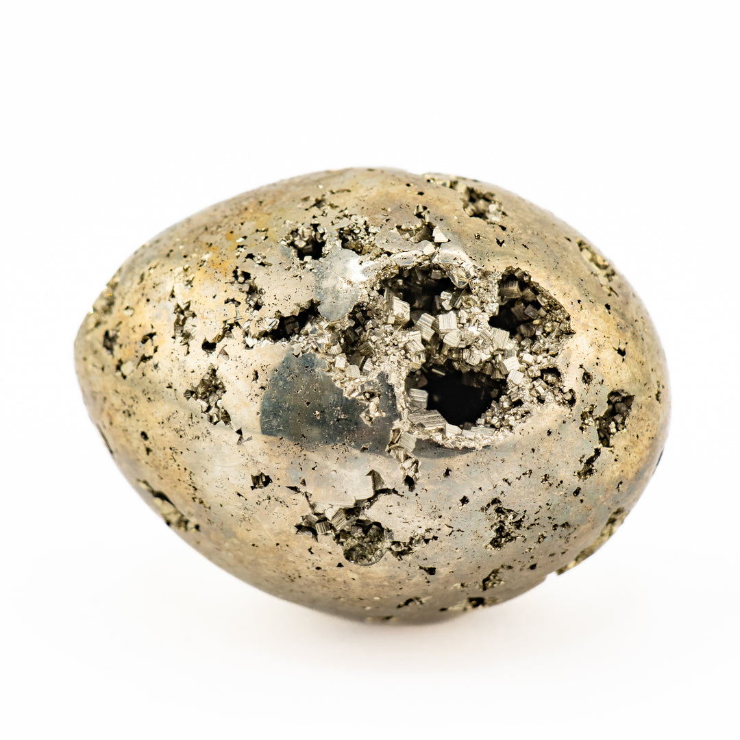 Natural Pyrite Crystal Egg - Healing Gemstone Decoration, Meditation Therapy Gifts
