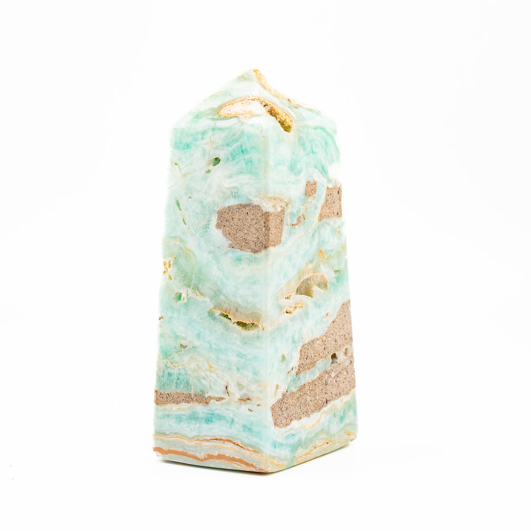 Obélisque en cristal de calcite naturelle des Caraïbes – Décoration en pierres précieuses de guérison, cadeaux de méditation et de thérapie