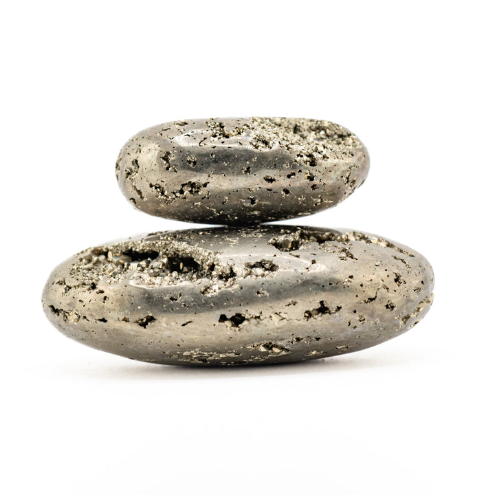 Natural Pyrite Palm Stone Crystal - Polished Healing Crystal, Oval Therapy Gemstone