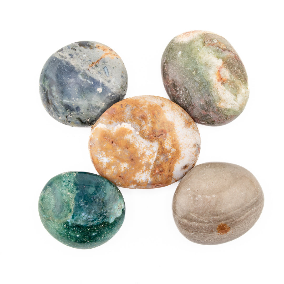 Jaspe marino natural, cristal de palma, cristal curativo pulido, piedra preciosa ovalada terapéutica