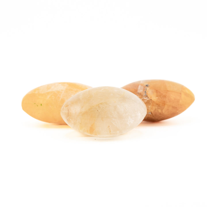 Natural Yellow Hematoid Quartz Palm Stone Crystal - Polished Healing Crystal, Oval Therapy Gemstone