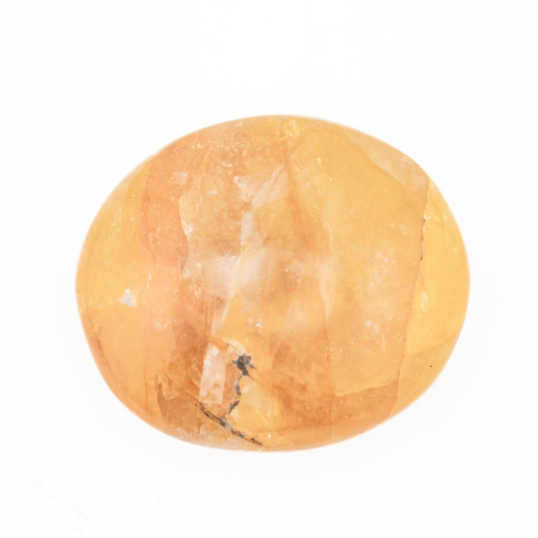 Natural Yellow Hematoid Quartz Palm Stone Crystal - Polished Healing Crystal, Oval Therapy Gemstone