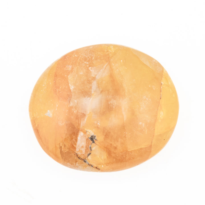 Natural Yellow Hematoid Quartz Palm Stone Crystal - Polished Healing Crystal, Oval Therapy Gemstone
