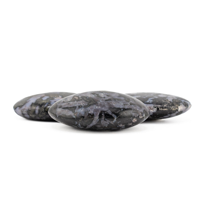 Cristal de palma de gabro índigo natural - Cristal curativo pulido, piedra preciosa terapéutica ovalada