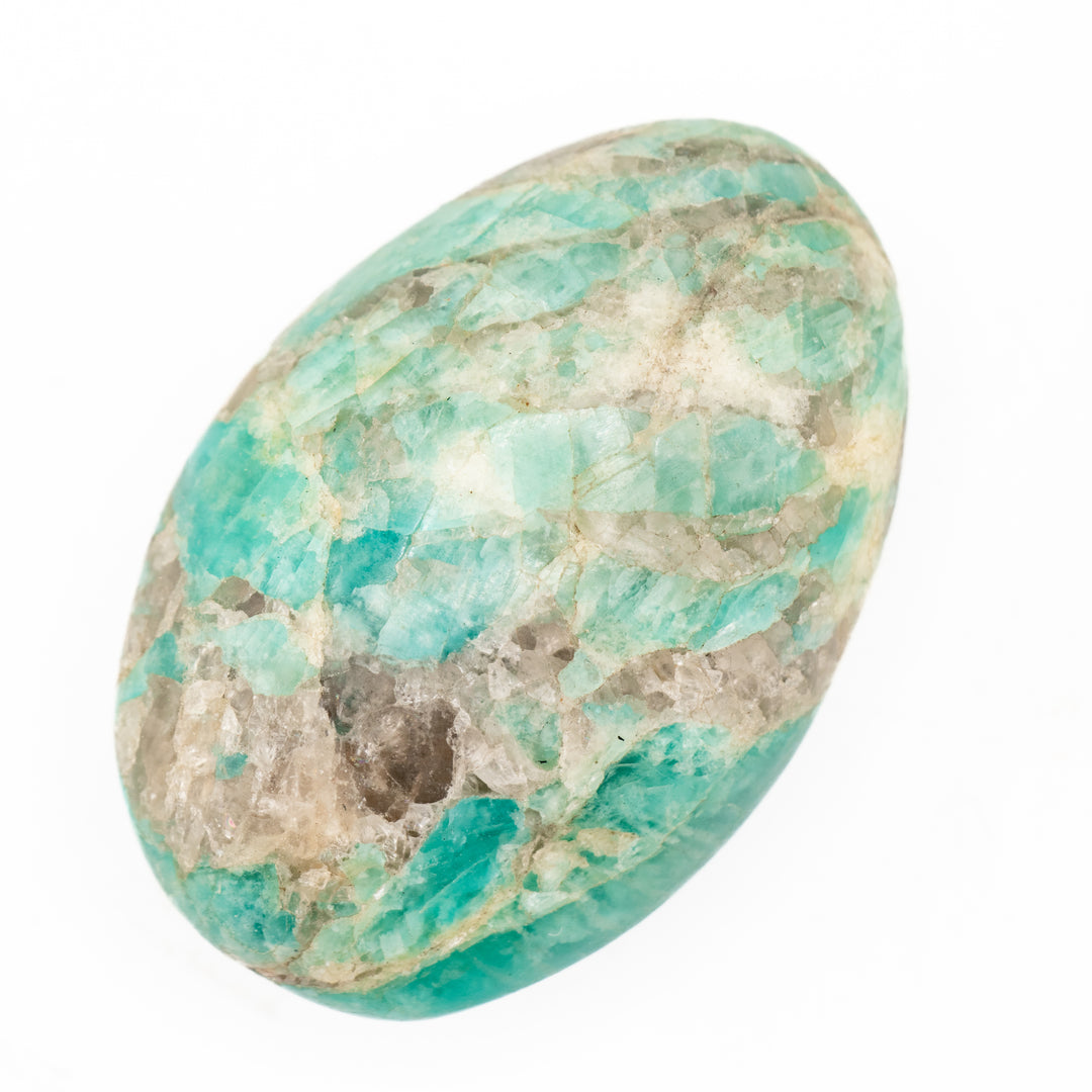Amazonita natural de palma: cristal curativo pulido, piedra preciosa ovalada terapéutica