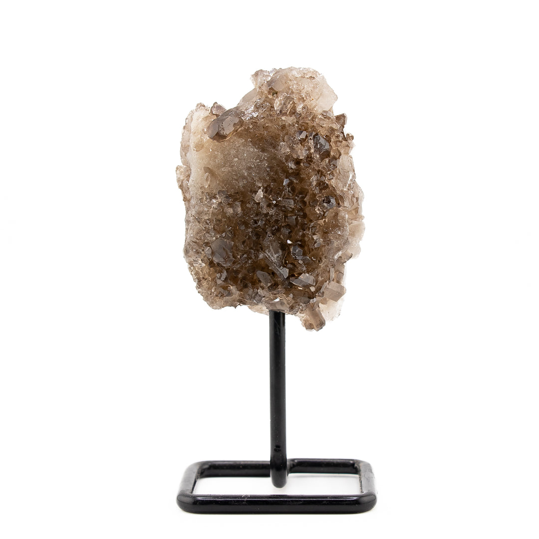 Cristal de quartz fumé naturel sur support métallique – Décoration de pierres précieuses de guérison, cadeaux de thérapie méditative