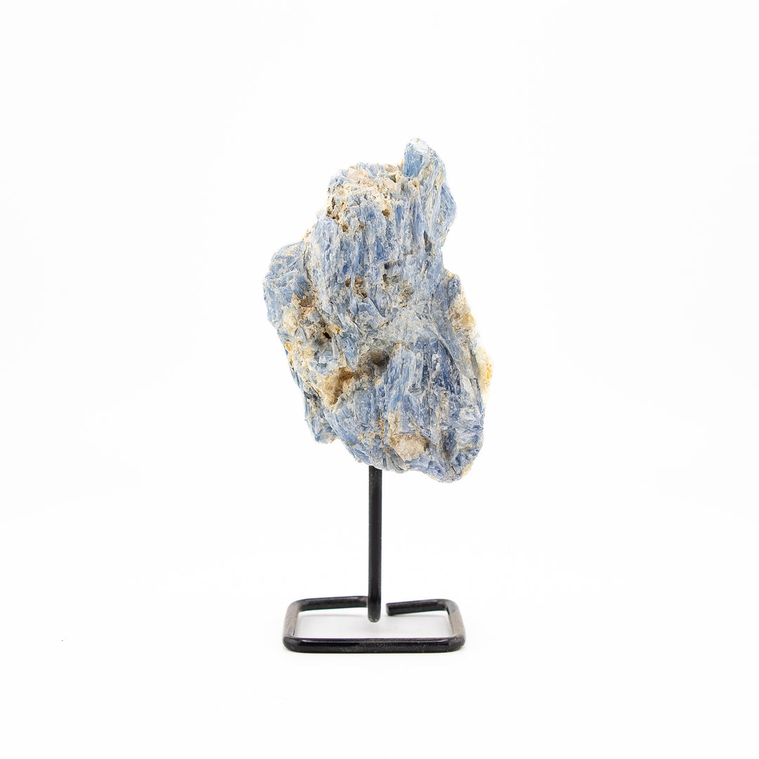Cristal de cyanite bleu naturel sur support métallique – Décoration de pierres précieuses curatives, cadeaux de thérapie méditative