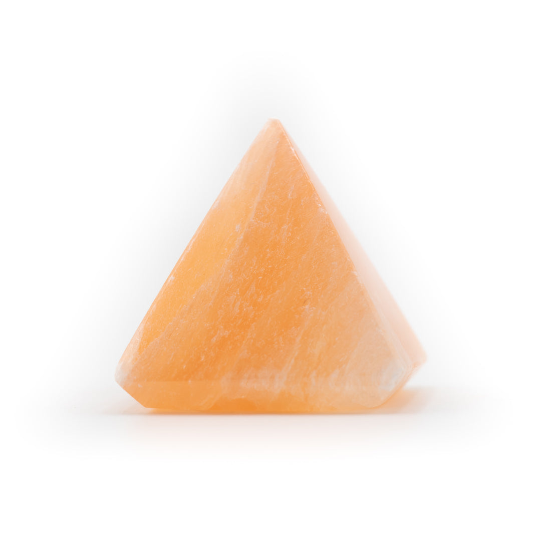 Natural Selenite Orange Pyramid - 2 Inches Selenite Crystal - Cleansing & Recharging Healing Stone
