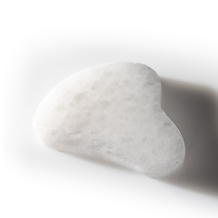 Gua-Sha en sélénite naturelle - Cristal de sélénite de 7,6 cm - Pierre de guérison purifiante et rechargée