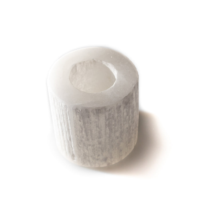 Natural Selenite Candle Holder - 4 Inches Selenite Crystal - Cleansing & Recharging Healing Stone