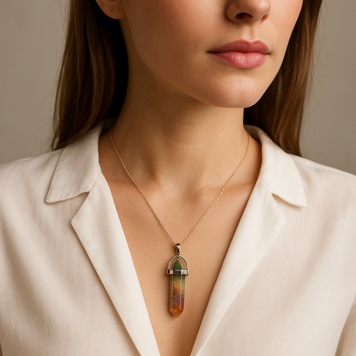Moss Agate Point Pendant Necklace – Handcrafted Crystal Jewelry