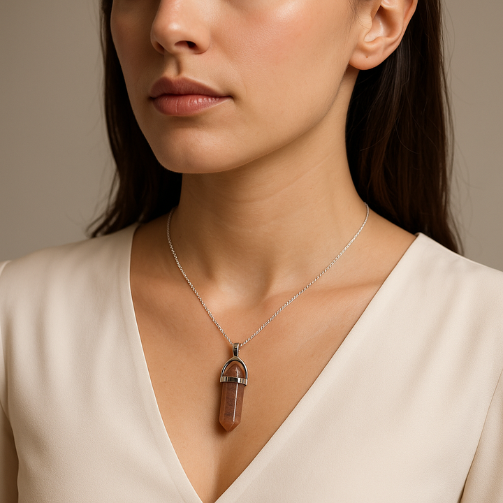 Collar con colgante de punta de ágata natural hecho a mano
