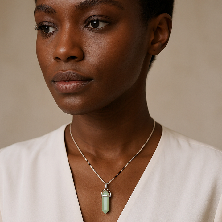 Green Aventurine Point Pendant Necklace - Handcrafted Crystal Jewelry