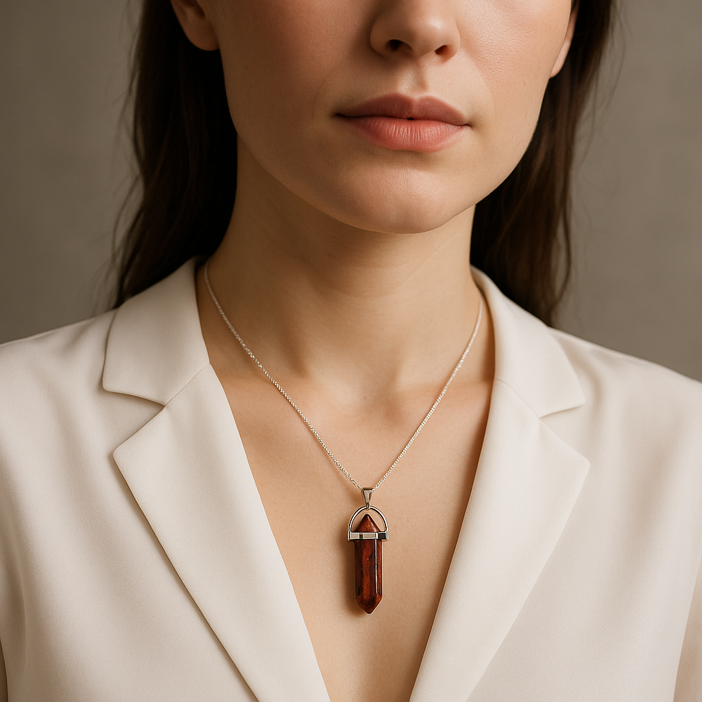 Mahogany Obsidian Point Pendant Necklace - Handcrafted Crystal Jewelry
