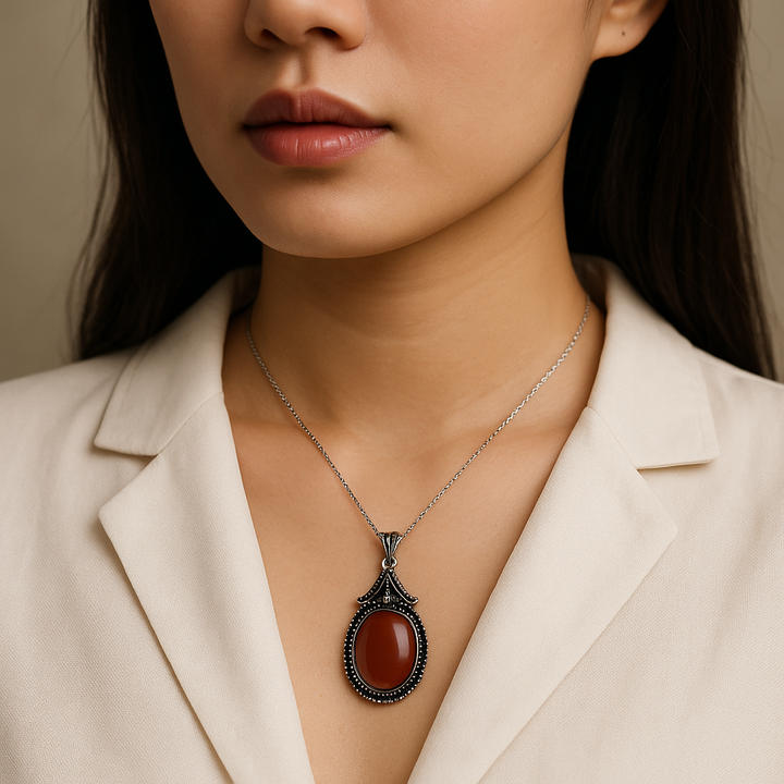 Collar con colgante de ágata roja natural: disfruta de la serenidad y el estilo