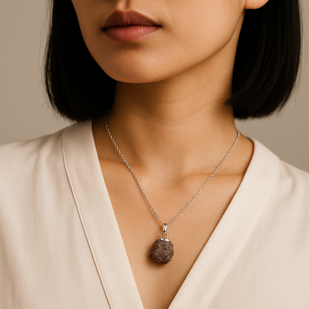 Collar con colgante de granate natural hecho a mano