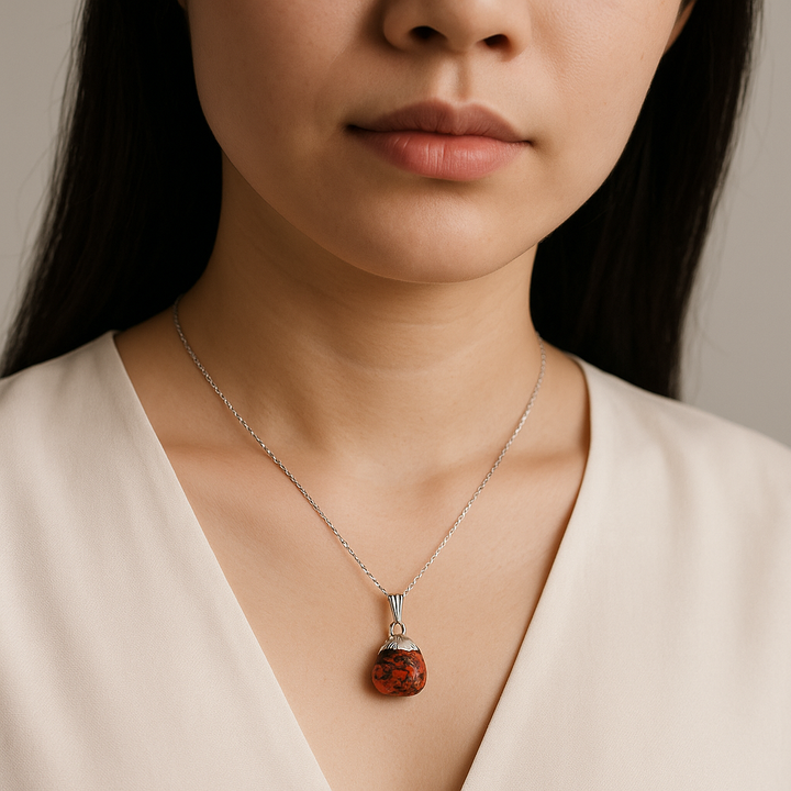 Red Jasper Gemstone Pendant Necklace - Handcrafted Crystal Jewelry