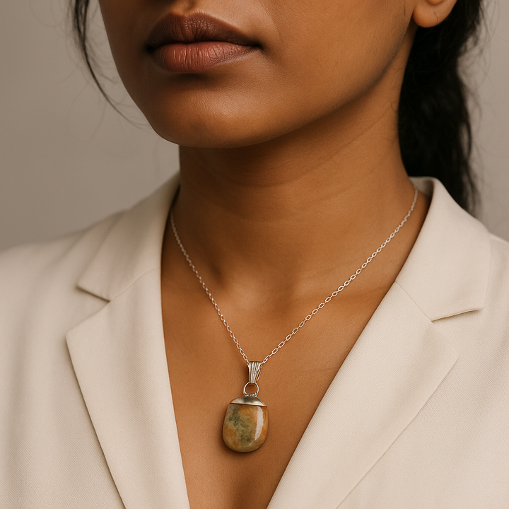 Collier pendentif en agate indienne naturelle fabriquée à la main