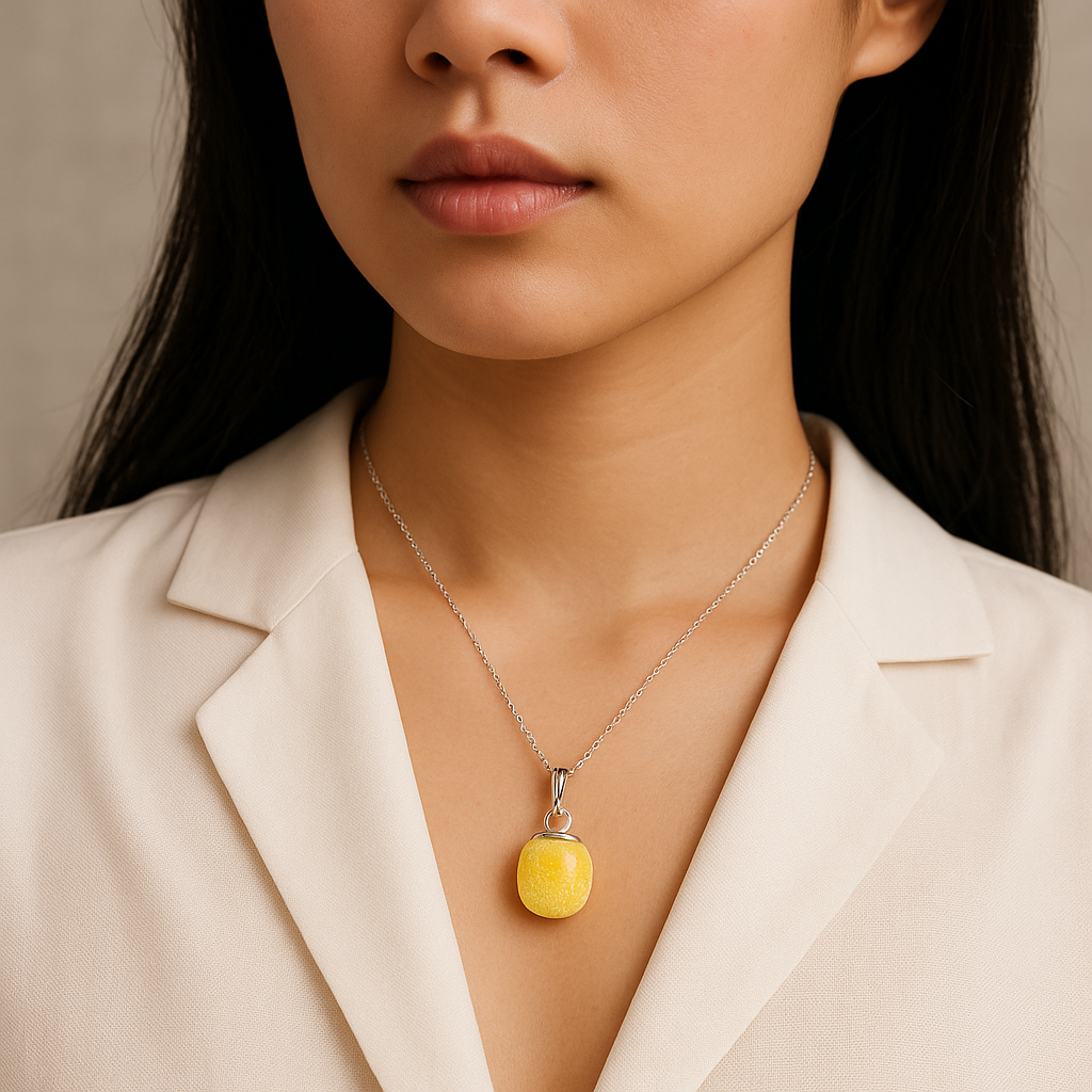 Lemon Jade Gemstone Pendant Necklace - Handcrafted Crystal Jewelry