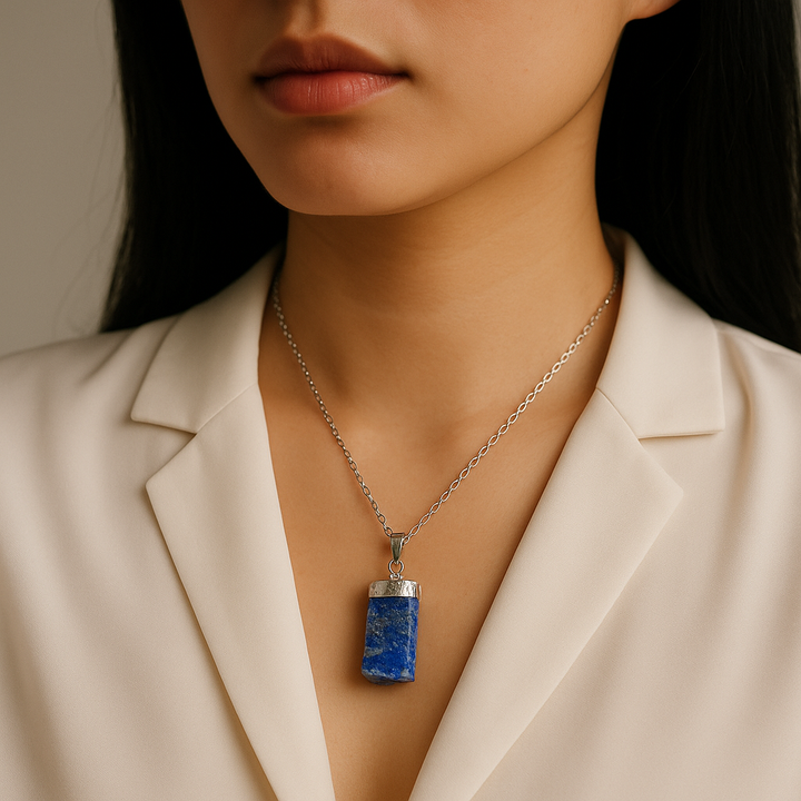 Lapis Lazuli Gemstone Pendant Necklace - Handcrafted Crystal Jewelry