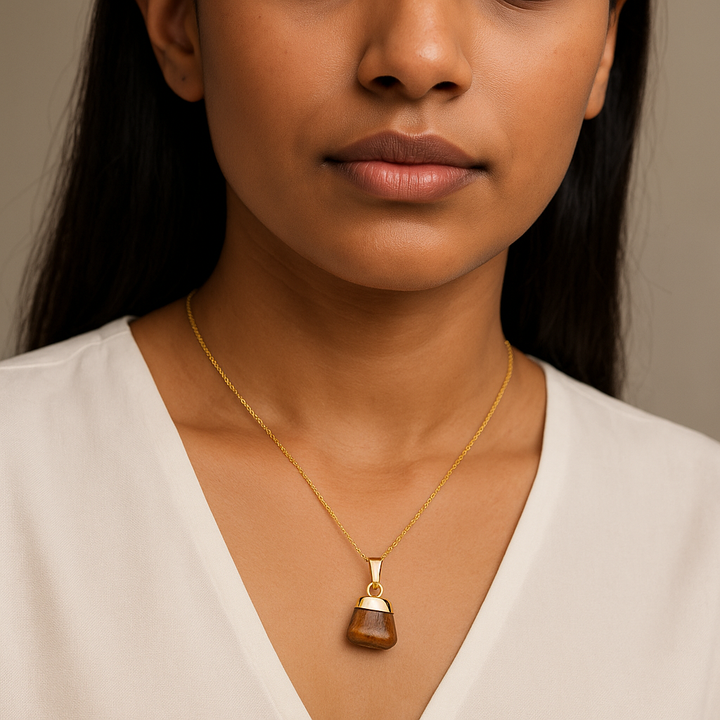 Tiger Eye Gemstone Pendant Necklace - Handcrafted Crystal Jewelry