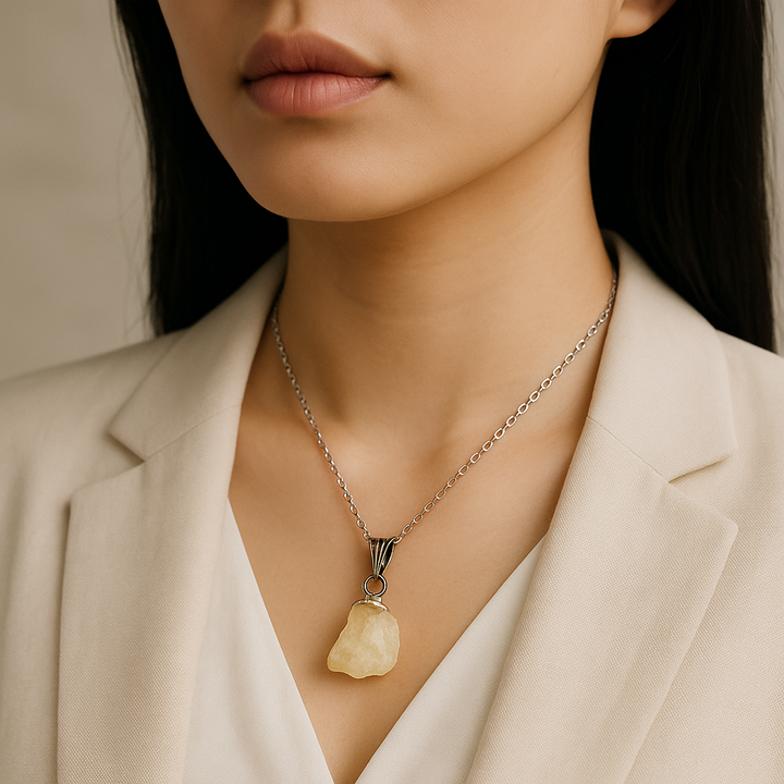 Collar con colgante de citrino natural hecho a mano