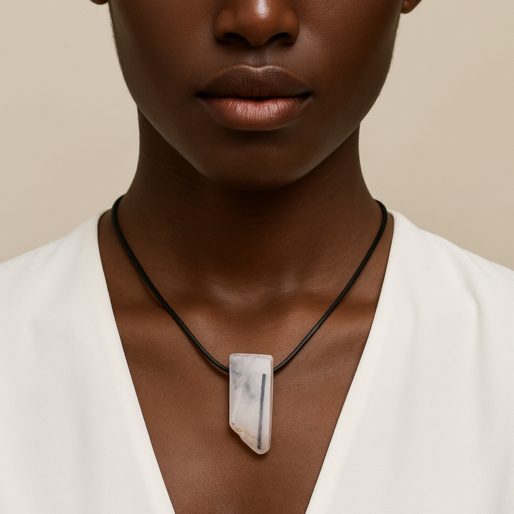 Handcrafted Natural Tourmaline Quartz Metal Free Pendant Necklace for Sensitive Skin