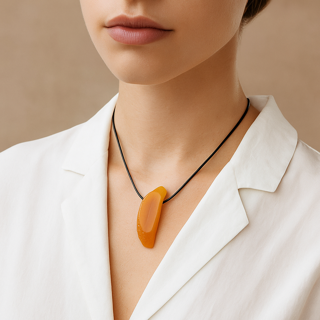 Handcrafted Natural Agate Metal Free Pendant Necklace for Sensitive Skin