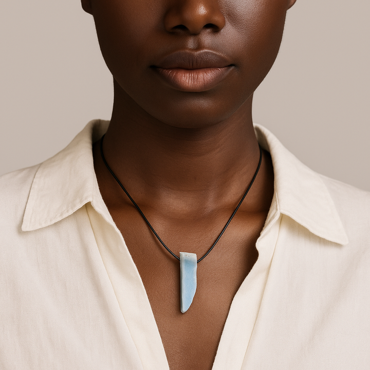 Handcrafted Natural Aquamarine Metal Free Pendant Necklace for Sensitive Skin
