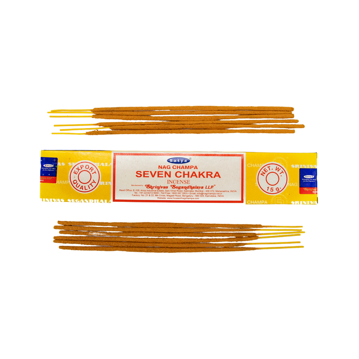 Bâtonnets d'encens Satya Nag Champa Sept Chakras | 15 grammes