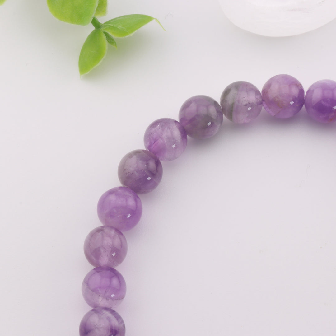 Pulsera elástica de amatista natural (sin metal), joyería de cuarzo morado de 8 mm