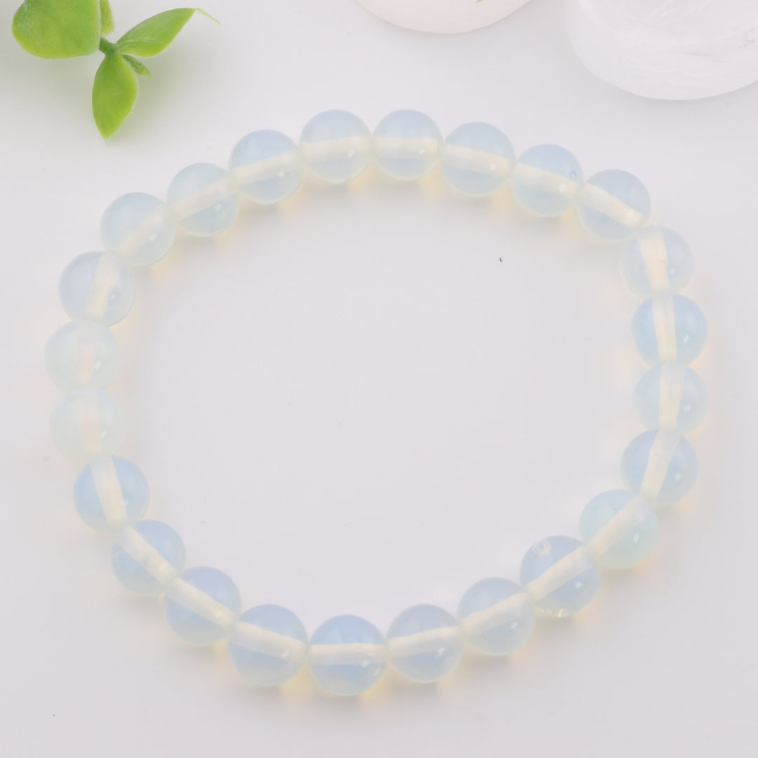 Bracelet sans métal en opalite – Perles de 8 mm