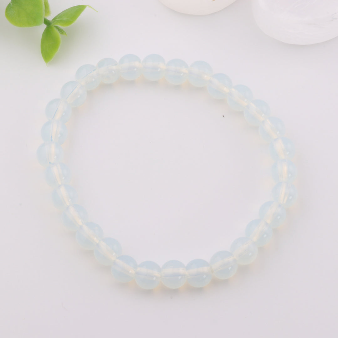 Opalite Energy Bracelet – 6mm Beads, Metal-Free Crystal for Intuition & Emotional Healing