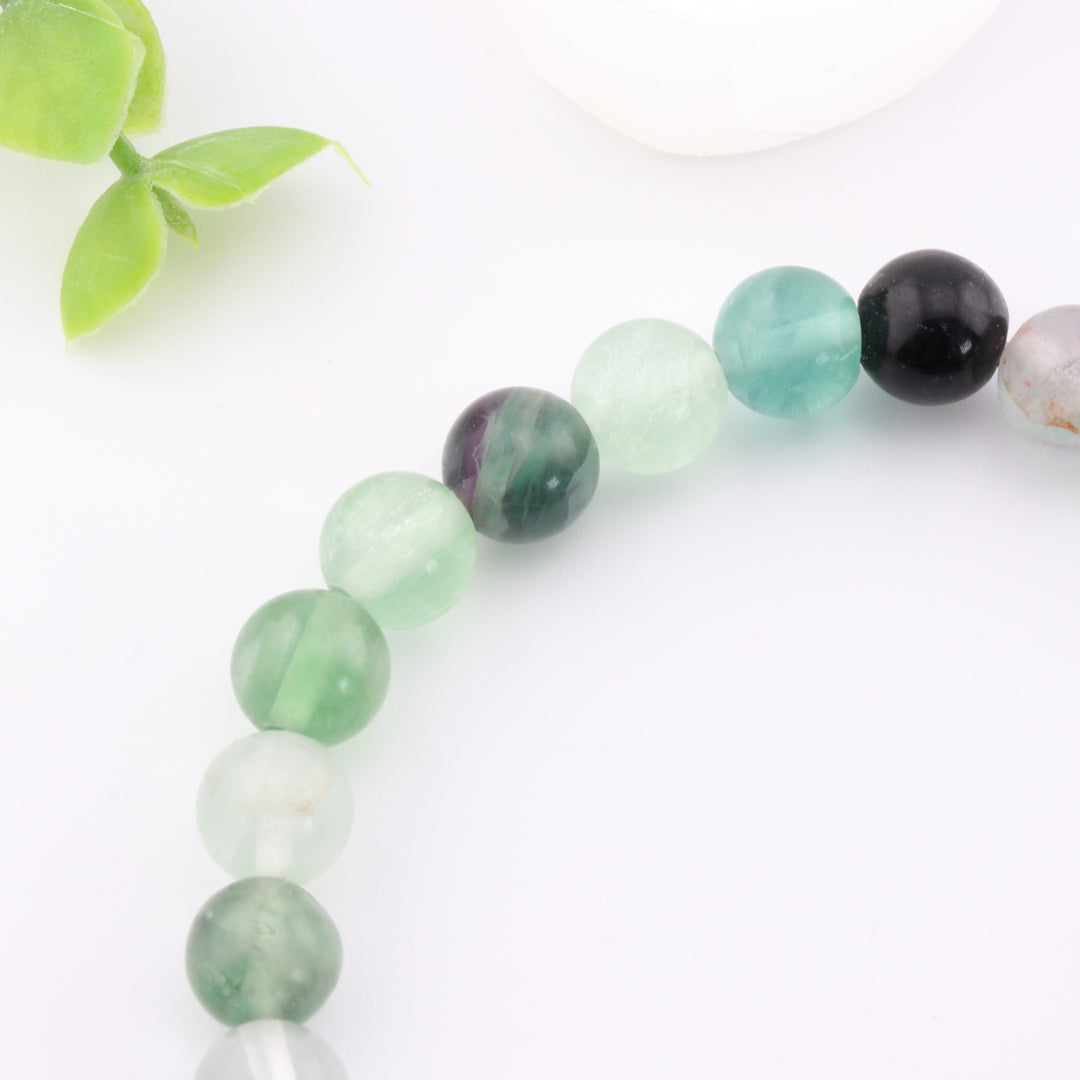 Bracelet en fluorite naturelle – 8 mm, bijou sans métal