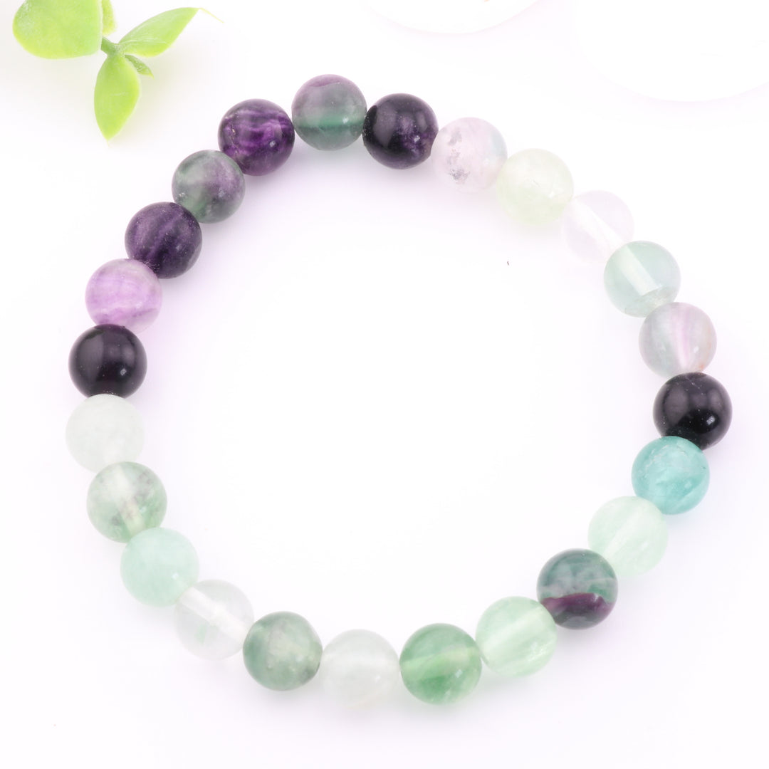 Bracelet en fluorite naturelle – 8 mm, bijou sans métal