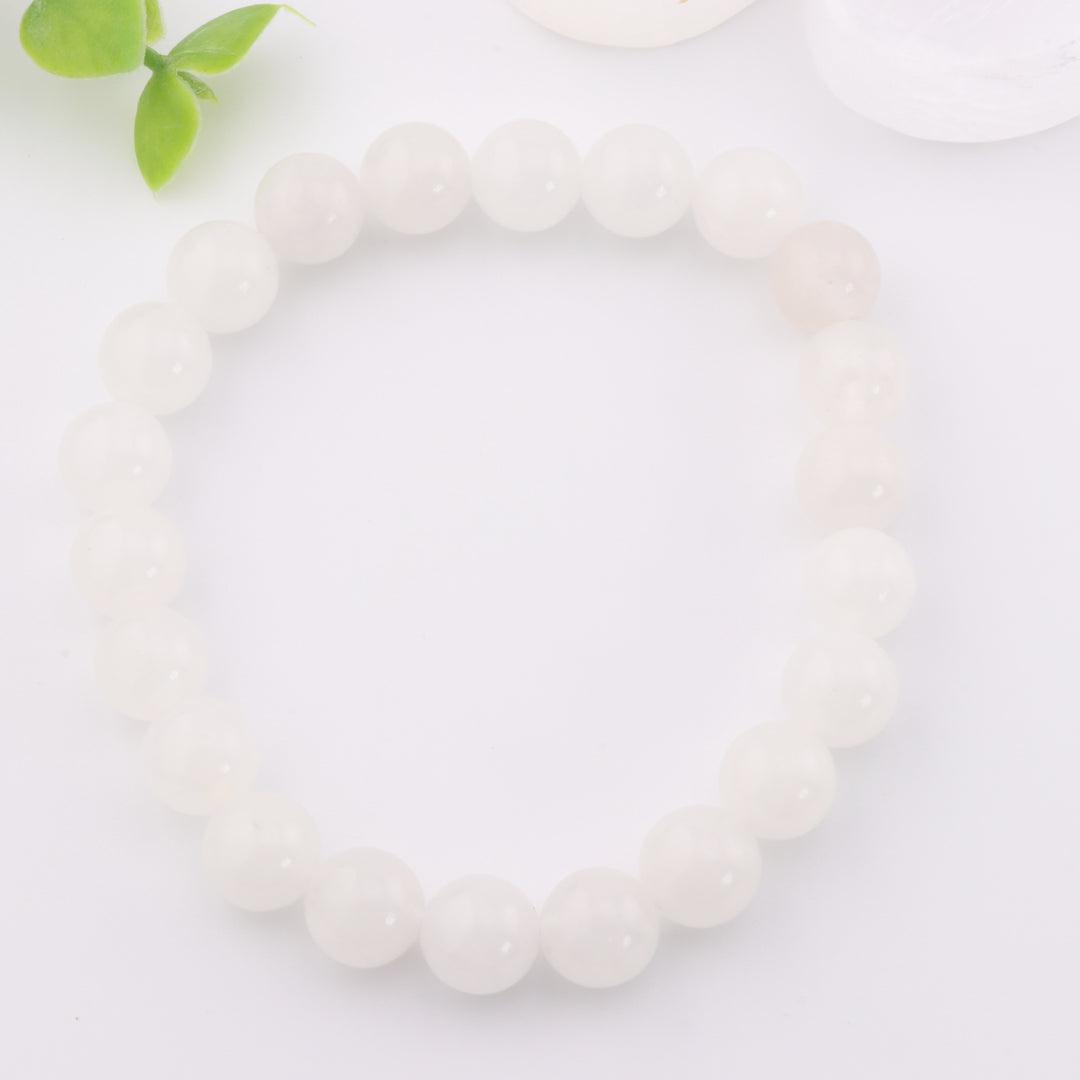 Pulsera de cuarzo transparente natural con cuentas de 8 mm sin metal