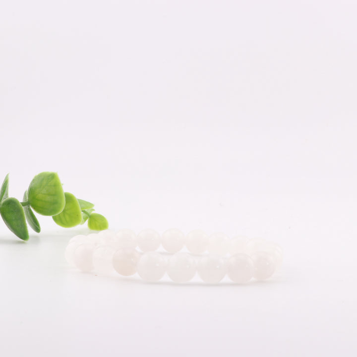 Pulsera de cuarzo transparente natural con cuentas de 8 mm sin metal