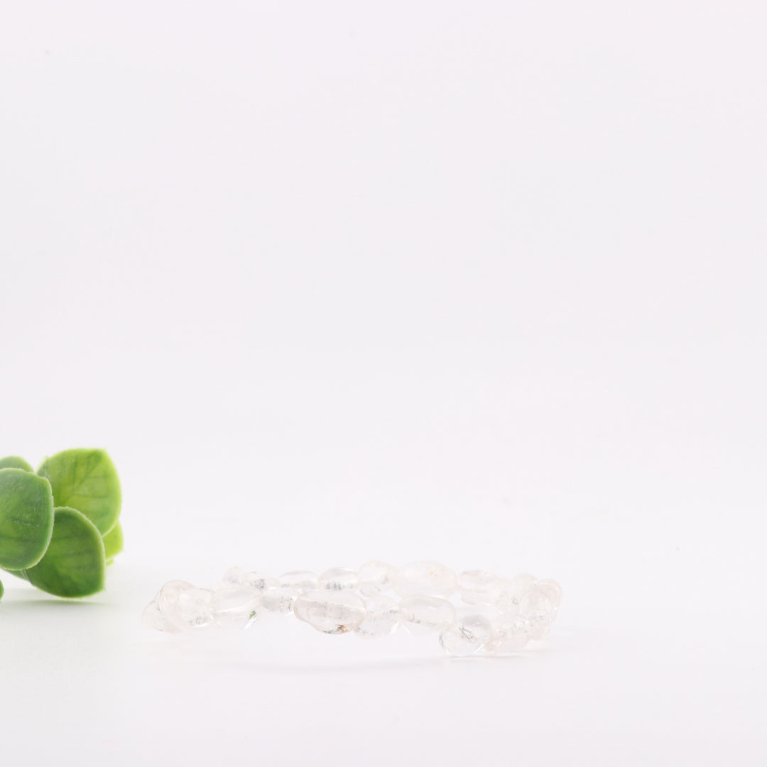Pulsera de cuarzo transparente natural de forma libre (sin metal, 6-8 mm) - Piedra preciosa artesanal