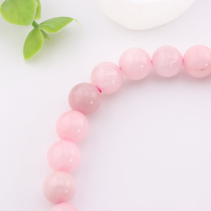 Pulsera de cuarzo rosa natural (sin metal, piedras preciosas de 8 mm)