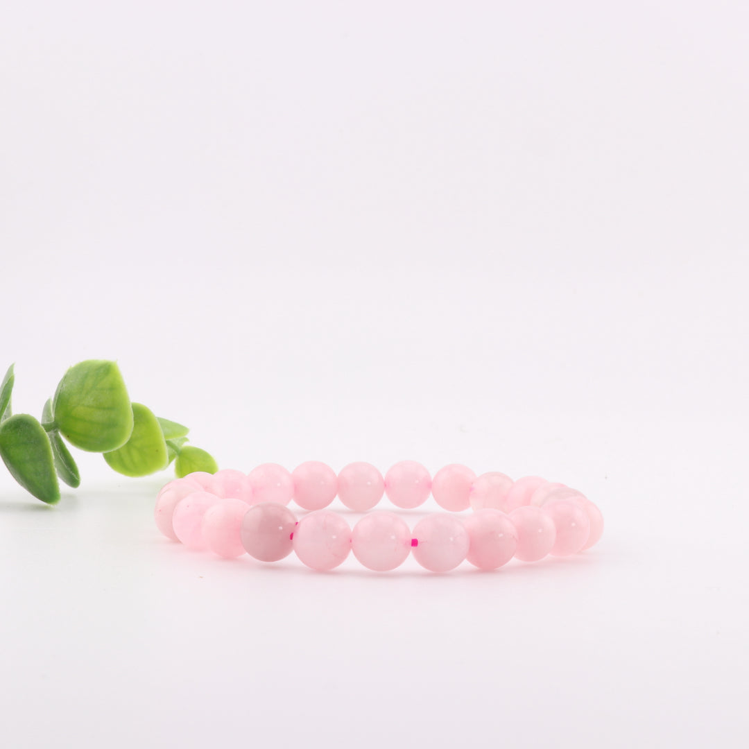 Pulsera de cuarzo rosa natural (sin metal, piedras preciosas de 8 mm)