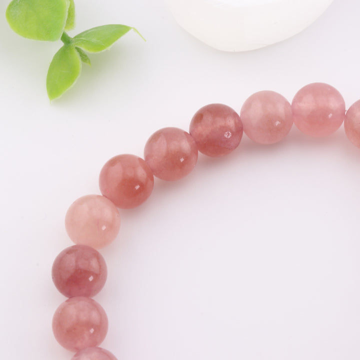 Bracelet en quartz fraise naturel - Sans métal, 8 mm, Love Stone