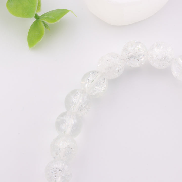 Pulsera de cuarzo craquelado natural (sin metal, 8 mm) - Joyería de sanación y meditación