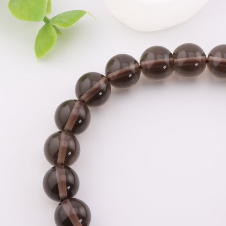 Pulsera de cuarzo ahumado natural sin metal, piedras preciosas redondas de 8 mm