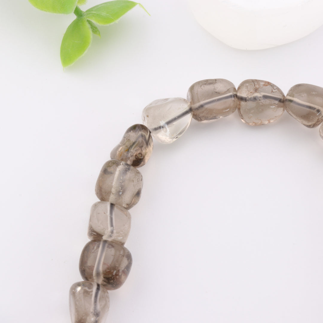 Bracelet en quartz fumé naturel, forme libre, sans métal, 6-8 mm - Confiance et style