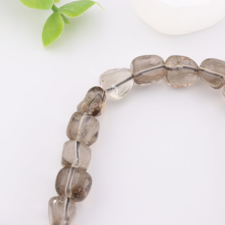 Bracelet en quartz fumé naturel, forme libre, sans métal, 6-8 mm - Confiance et style