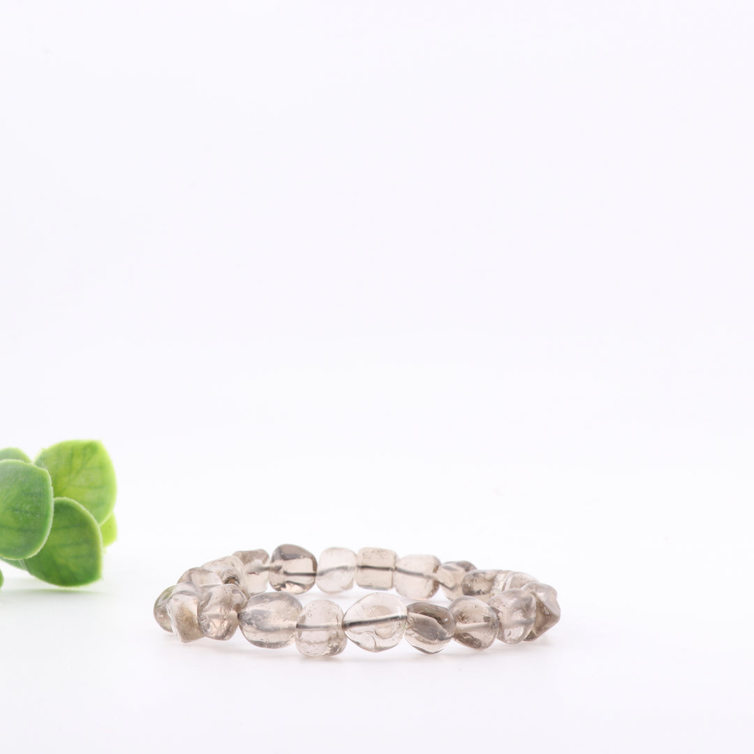 Bracelet en quartz fumé naturel, forme libre, sans métal, 6-8 mm - Confiance et style