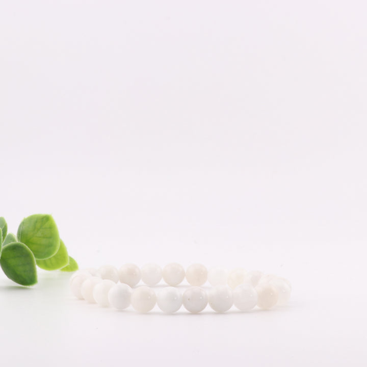 Pulsera de piedra lunar natural - Sin metal, 8 mm - Joyería de piedras preciosas etéreas