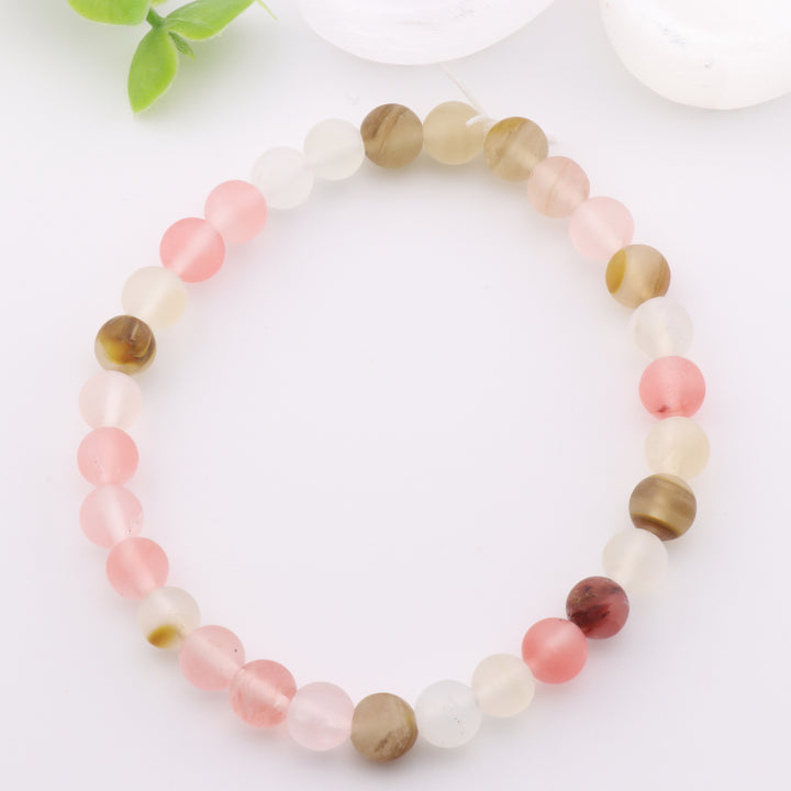 Pulsera de piedra de piel de tigre natural esmerilada - Sin metal, 6 mm - Joyería de cristal curativo