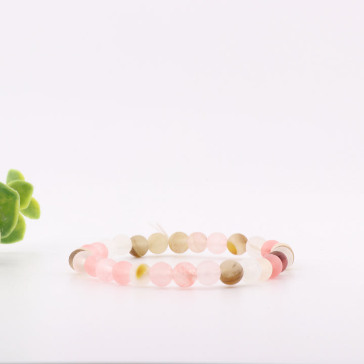 Pulsera de piedra de piel de tigre natural esmerilada - Sin metal, 6 mm - Joyería de cristal curativo